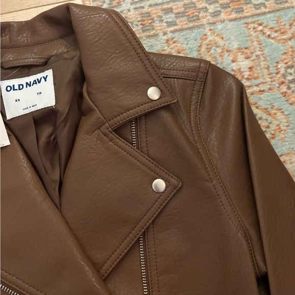 Old Navy Brown Moto Faux Leather Belted Jacket - Picture 4 of 6
